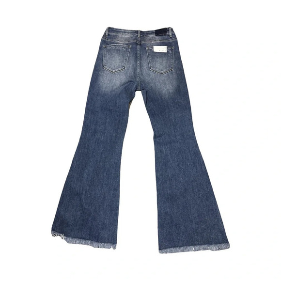 Risen Full Size High Rise Front Slit with Frayed Hem Flare Jeans NWT size 13/31 - Picture 7 of 7